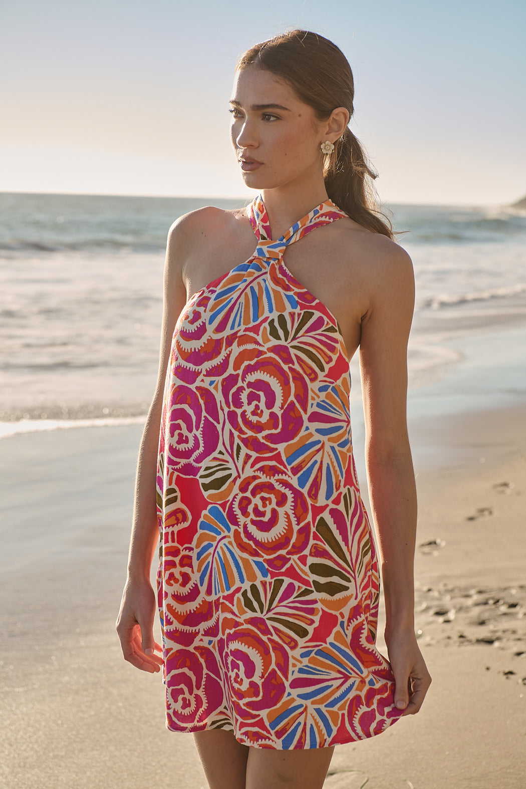 Nomi Floral Amory Halter Mini Dress OMFORT