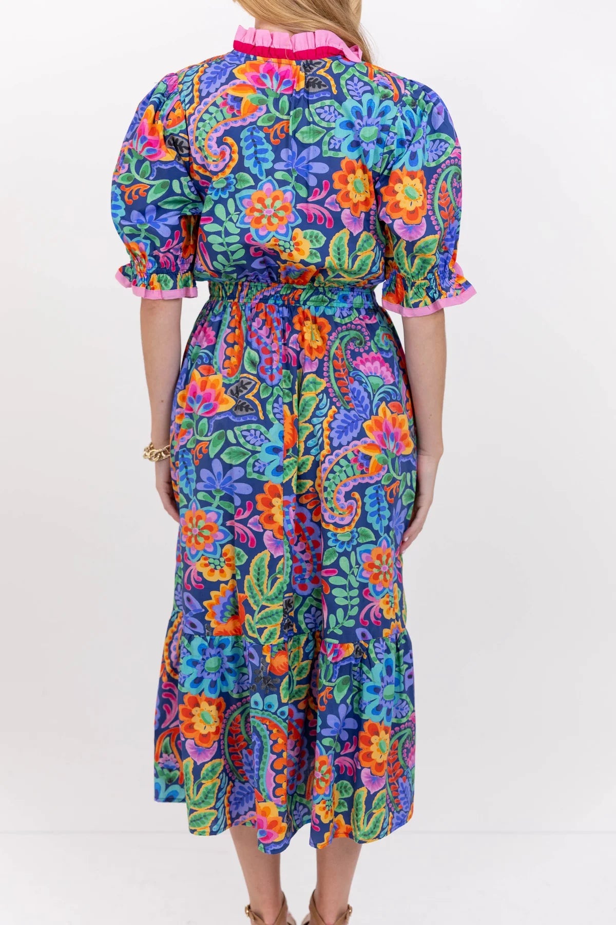 Where The Heart Is Navy Floral Midi Dress OMFORT