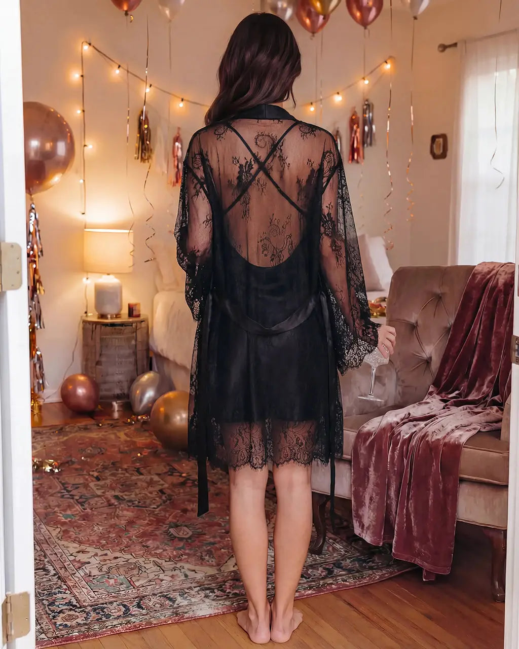 Elegant Satin Short Nightgown Robes Set - OMFORT