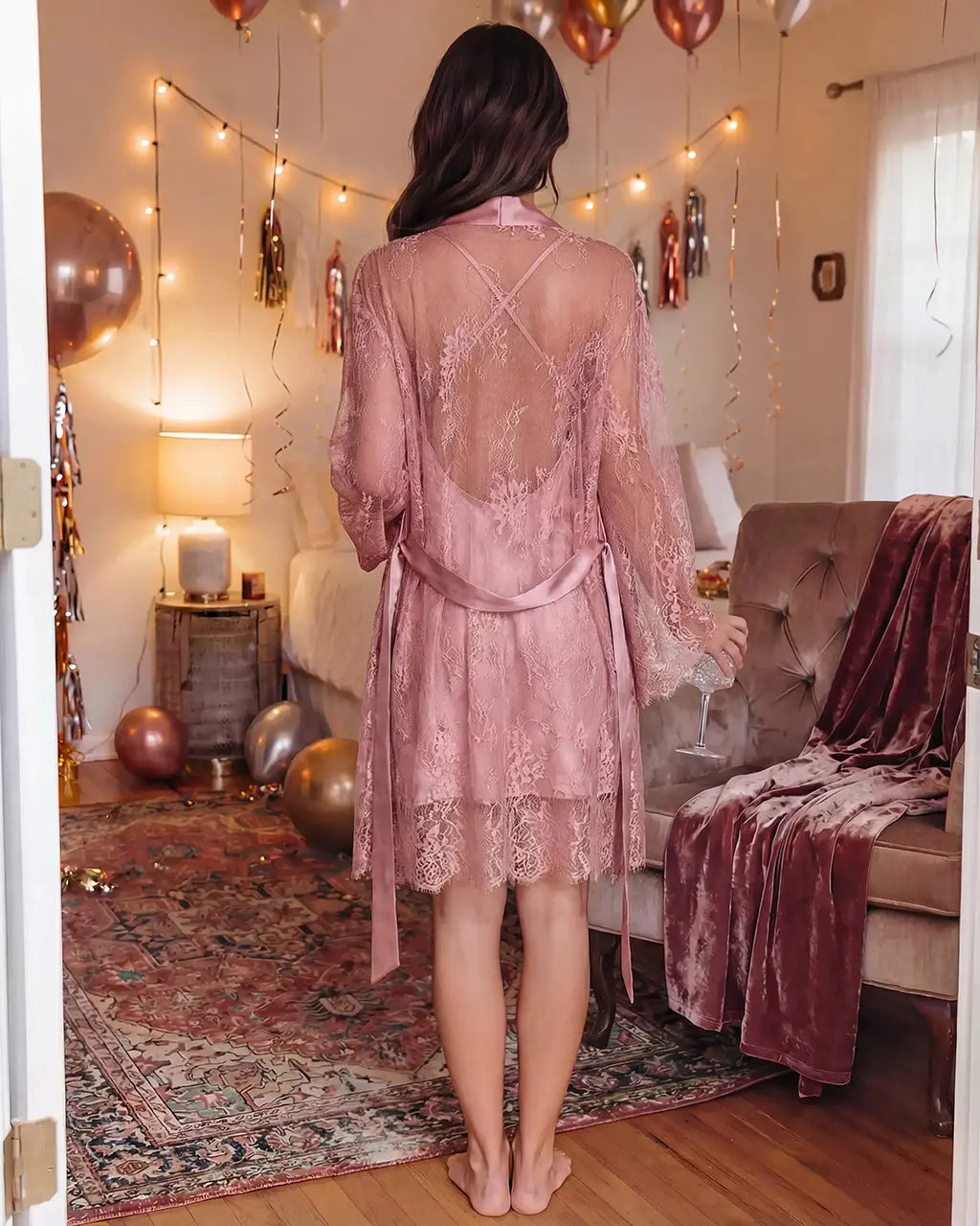 Elegant Satin Short Nightgown Robes Set - OMFORT