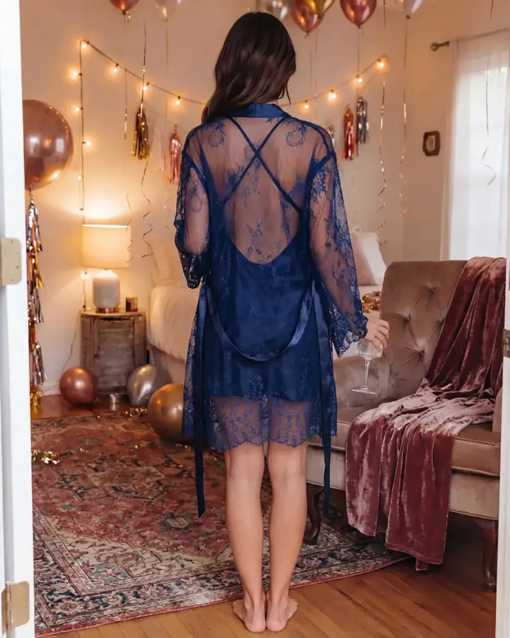 Elegant Satin Short Nightgown Robes Set - OMFORT