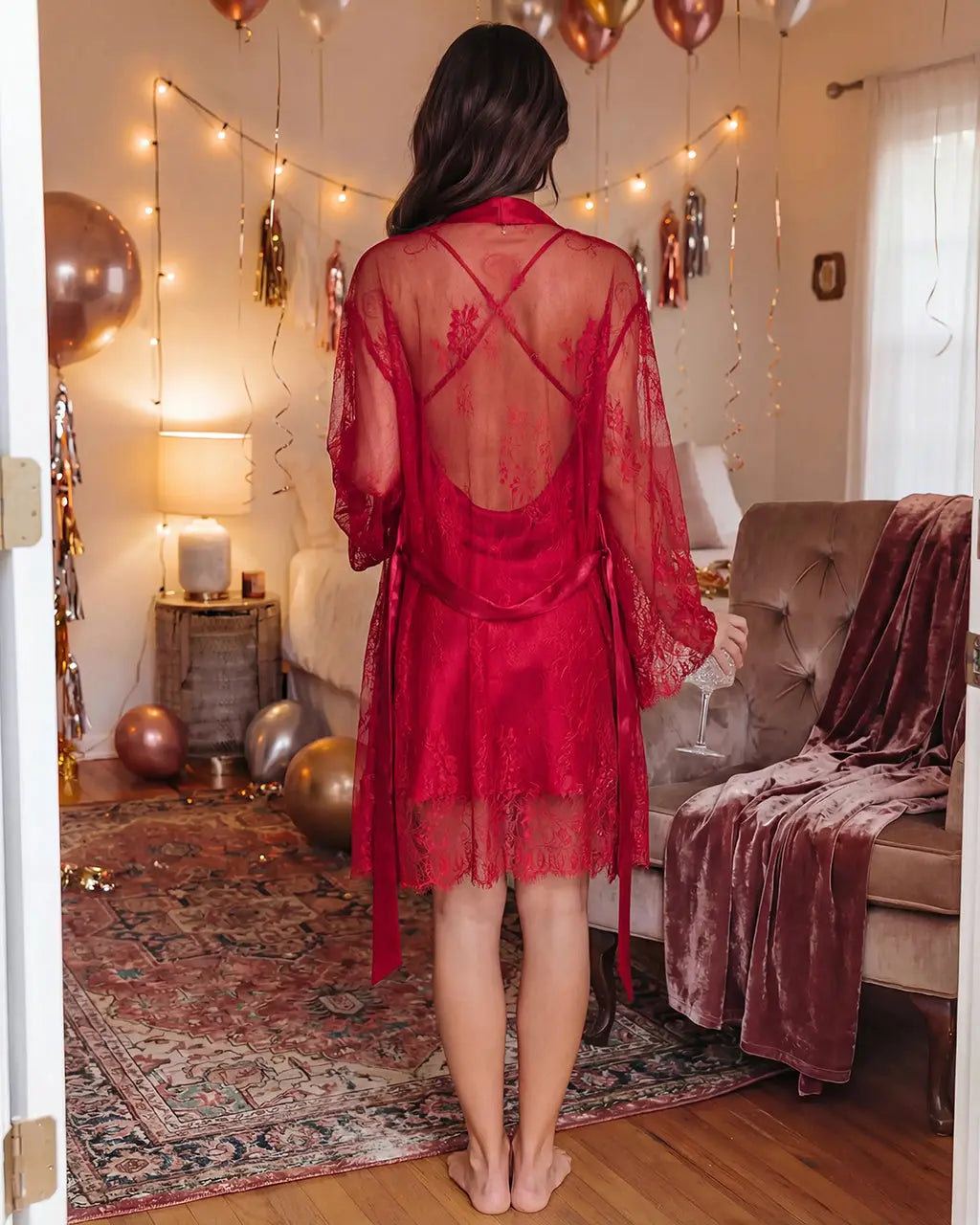 Elegant Satin Short Nightgown Robes Set - OMFORT