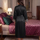 Lace Trim Satin Long Nightgown Robes Set - OMFORT