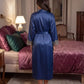 Lace Trim Satin Long Nightgown Robes Set - OMFORT