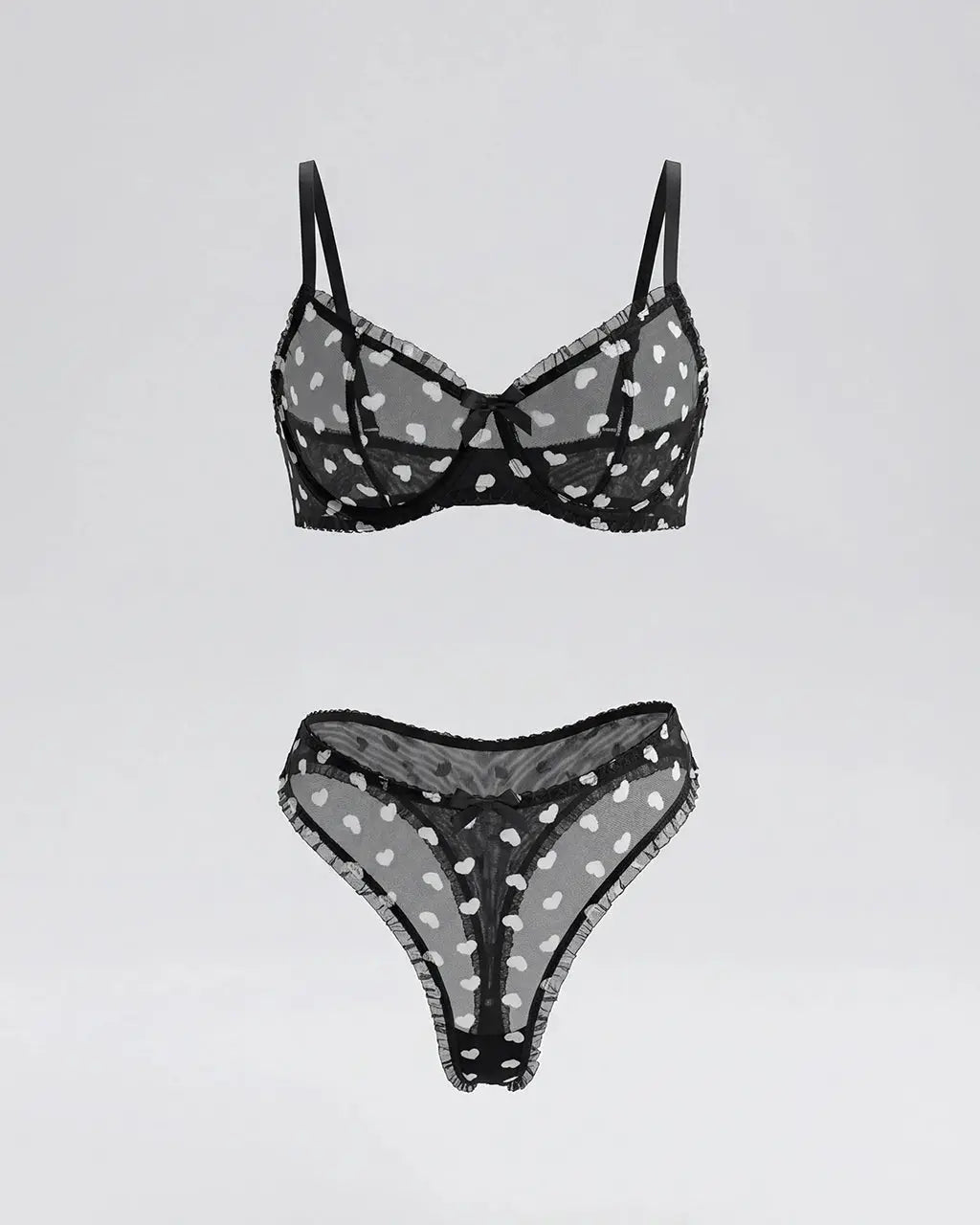 Charming Heart Print 2 Pcs Lingerie Set - OMFORT