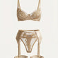 Mesh Lace Garter Belt 4 Pcs Lingerie Set - OMFORT