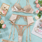 Mesh Lace Garter Belt 4 Pcs Lingerie Set - OMFORT