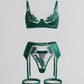 Mesh Lace Garter Belt 4 Pcs Lingerie Set - OMFORT