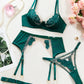 Mesh Lace Garter Belt 4 Pcs Lingerie Set - OMFORT