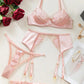 Mesh Lace Garter Belt 4 Pcs Lingerie Set - OMFORT