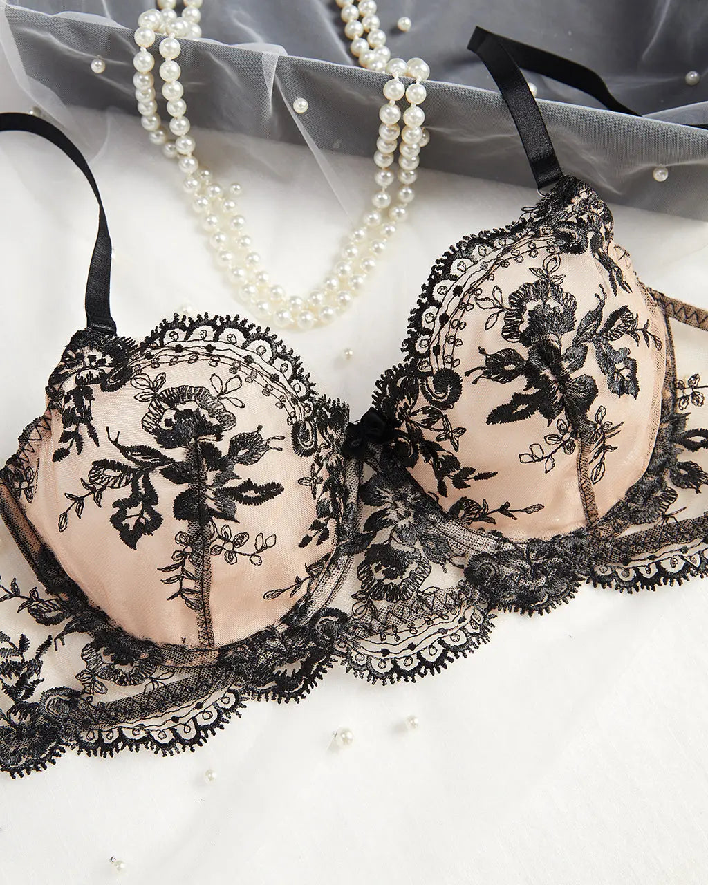 Floral Lace Garter 2 Pcs Lingerie Set - OMFORT