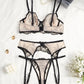 Floral Lace Garter 2 Pcs Lingerie Set - OMFORT
