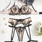 Floral Lace Garter 2 Pcs Lingerie Set - OMFORT