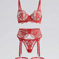 Floral Lace Garter 2 Pcs Lingerie Set - OMFORT