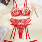 Floral Lace Garter 2 Pcs Lingerie Set - OMFORT