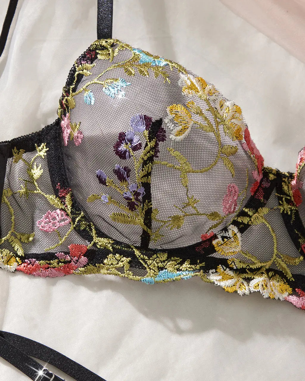 Floral Sheer 2 Pcs Lingerie Set - OMFORT