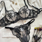 Lace Embroidered Floral 2 Pcs Lingerie Set OMFORT