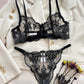 Lace Embroidered Floral 2 Pcs Lingerie Set OMFORT