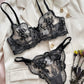 Lace Embroidered Floral 2 Pcs Lingerie Set OMFORT