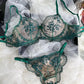 Lace Embroidered Floral 2 Pcs Lingerie Set OMFORT