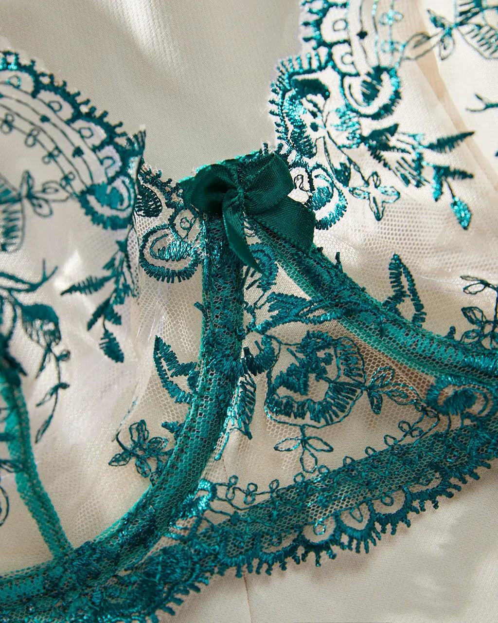 Lace Embroidered Floral 2 Pcs Lingerie Set OMFORT