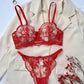 Lace Embroidered Floral 2 Pcs Lingerie Set OMFORT