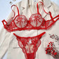 Lace Embroidered Floral 2 Pcs Lingerie Set OMFORT