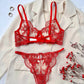 Lace Embroidered Floral 2 Pcs Lingerie Set OMFORT