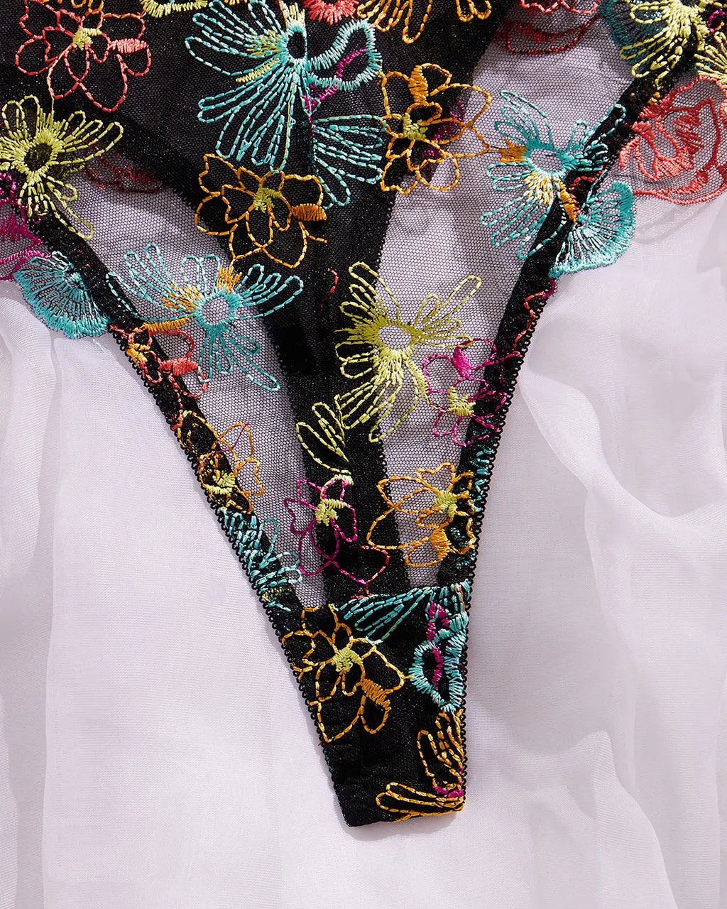 Floral Lace Embroidered One Piece Lingerie Bodysuit OMFORT