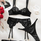 Elegance Lace Sexy 4 Pcs Lingerie Set OMFORT