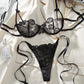 Floral Embroidered Bra and Panty 2Pcs Lingerie Set OMFORT