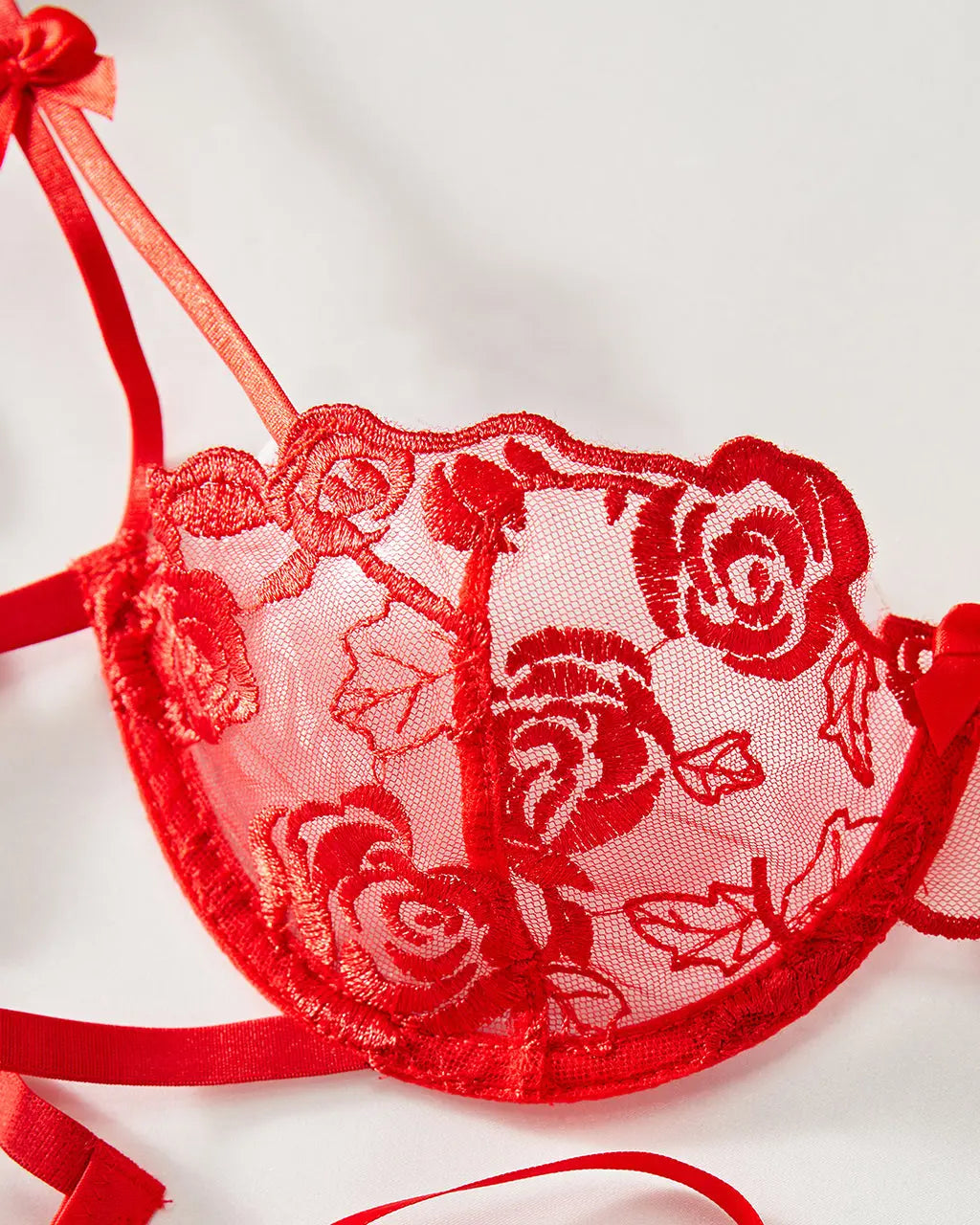 Floral Embroidered Bra and Panty 2Pcs Lingerie Set OMFORT