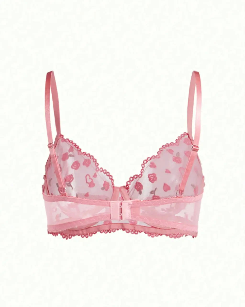 Rose Floral Mesh 2Pcs Lingerie Set OMFORT