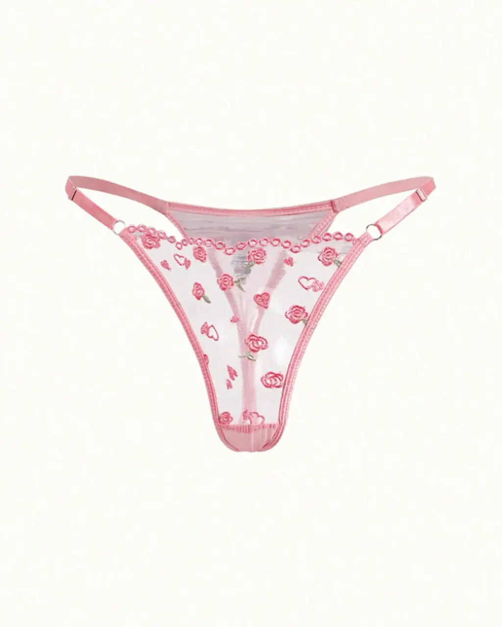 Rose Floral Mesh 2Pcs Lingerie Set OMFORT