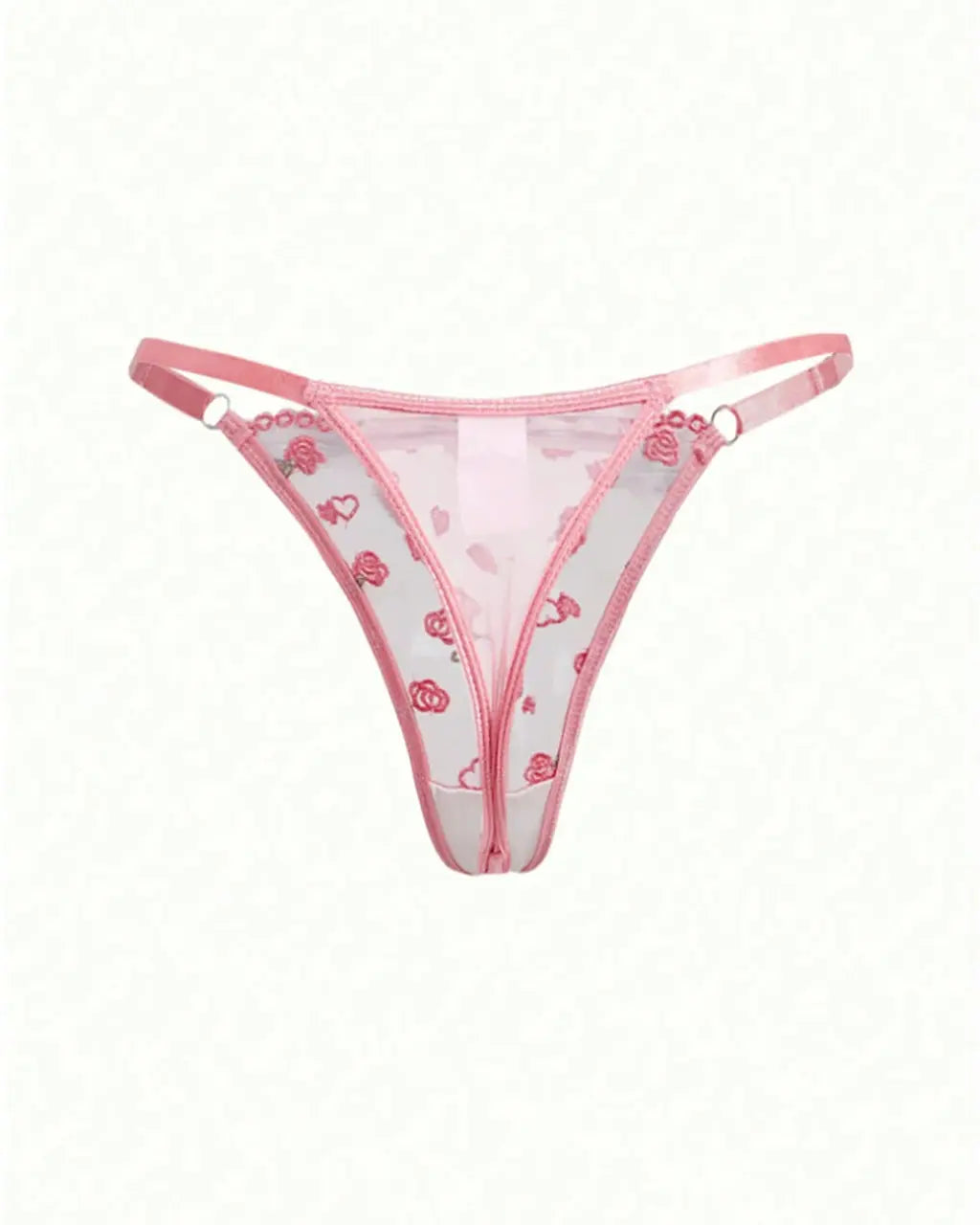 Rose Floral Mesh 2Pcs Lingerie Set OMFORT