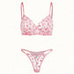 Rose Floral Mesh 2Pcs Lingerie Set OMFORT