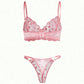 Rose Floral Mesh 2Pcs Lingerie Set OMFORT