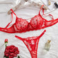 Rose Floral Mesh 2Pcs Lingerie Set OMFORT