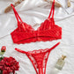 Rose Floral Mesh 2Pcs Lingerie Set OMFORT