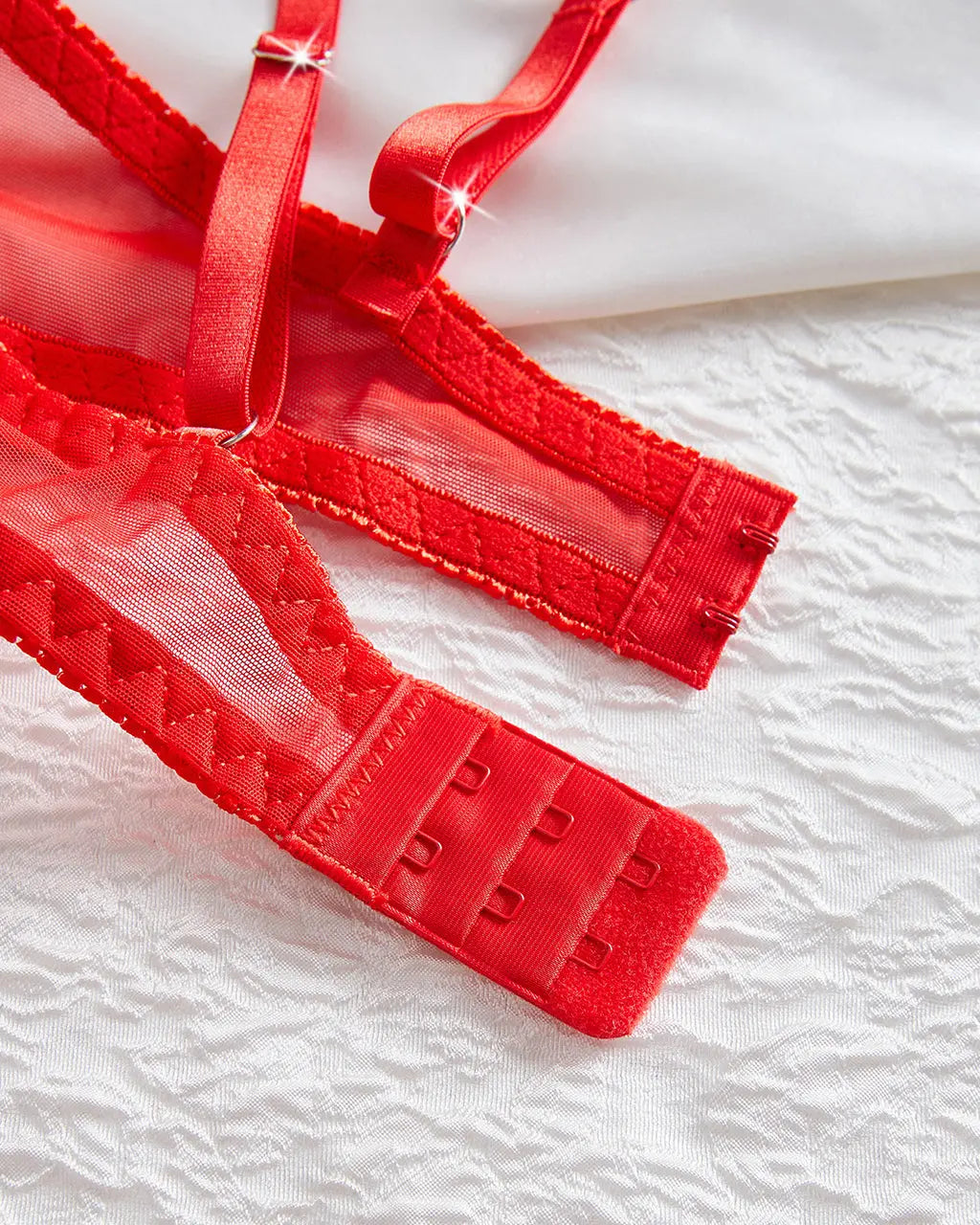 Rose Floral Mesh 2Pcs Lingerie Set OMFORT