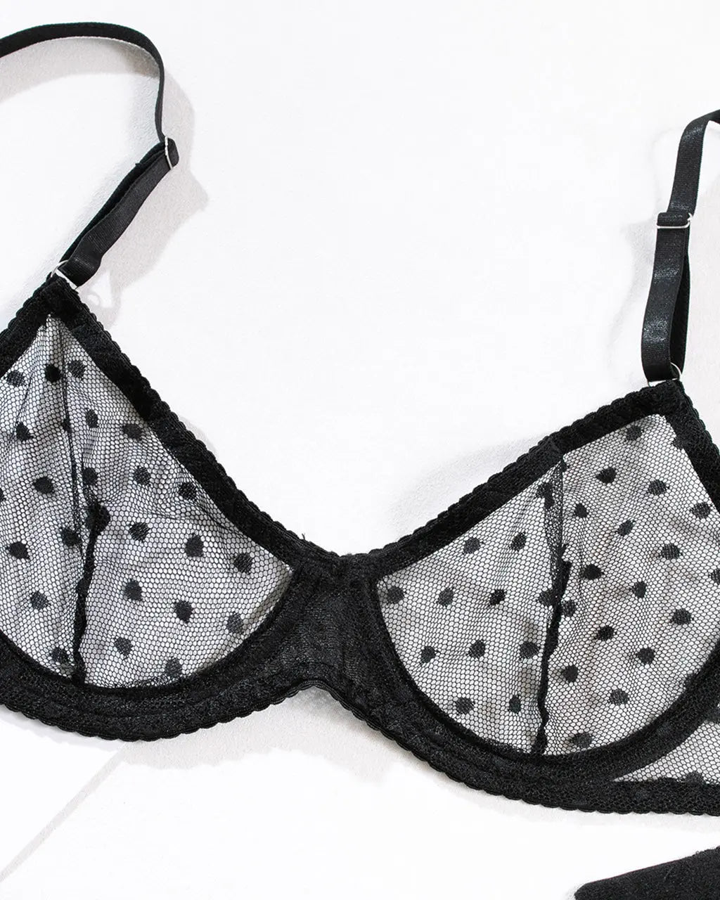 Polka Dot Through Sexy 2Pcs Lingerie Set OMFORT