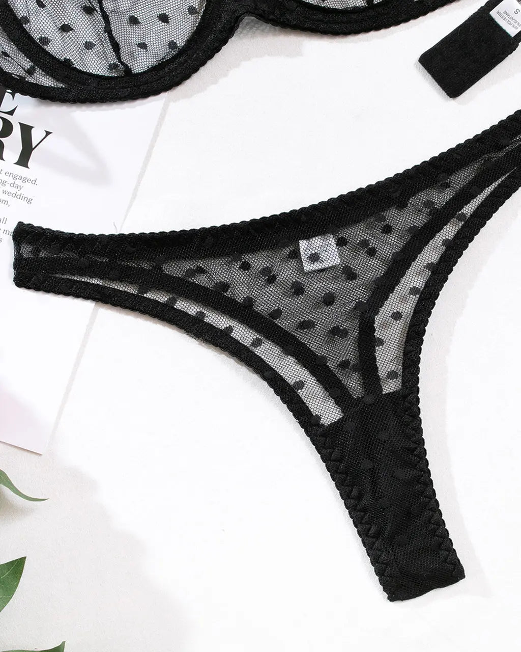 Polka Dot Through Sexy 2Pcs Lingerie Set OMFORT