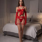 Bow Strappy Gloved Garter 7Pcs Lingerie Set OMFORT