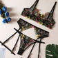Floral Embroidered Sheer Lace 5Pcs Lingerie Set OMFORT