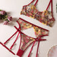 Floral Embroidered Sheer Lace 5Pcs Lingerie Set OMFORT