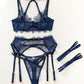 Midnight Rapture Sheer Lace 5Pcs Lingerie Set OMFORT