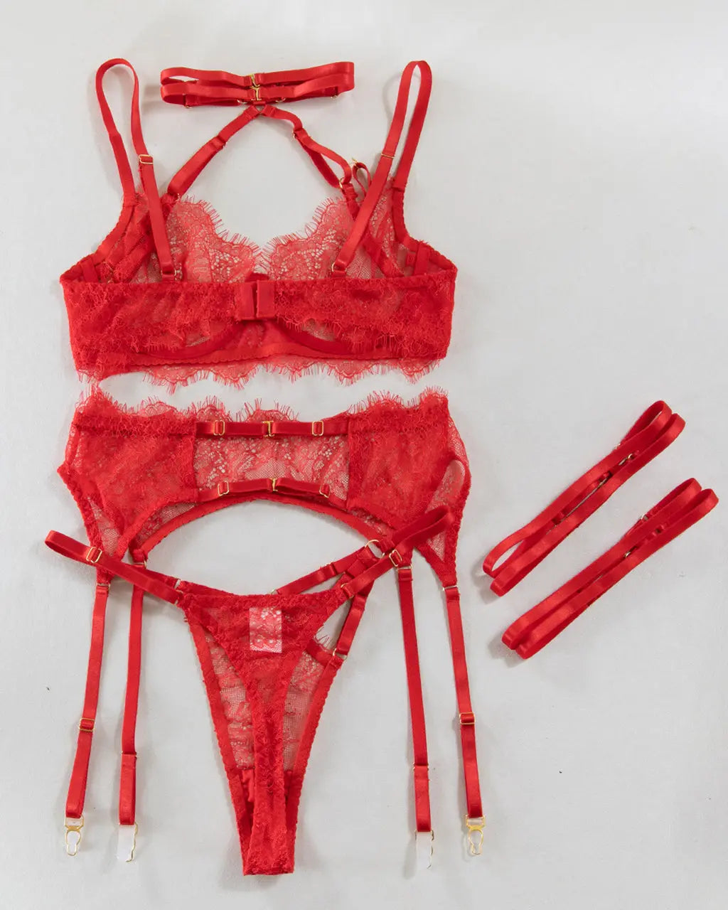 Midnight Rapture Sheer Lace 5Pcs Lingerie Set OMFORT