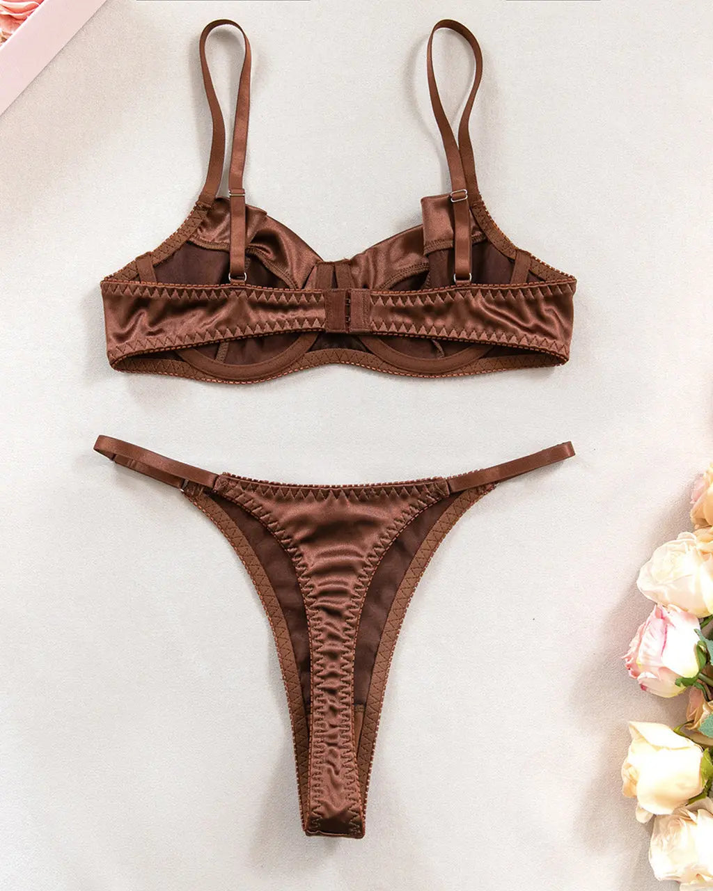 Sexy ThinPush-Up Satin 2Pcs Lingerie Set OMFORT