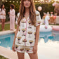 Espresso Martini Bow Print Pajama Set OMFORT