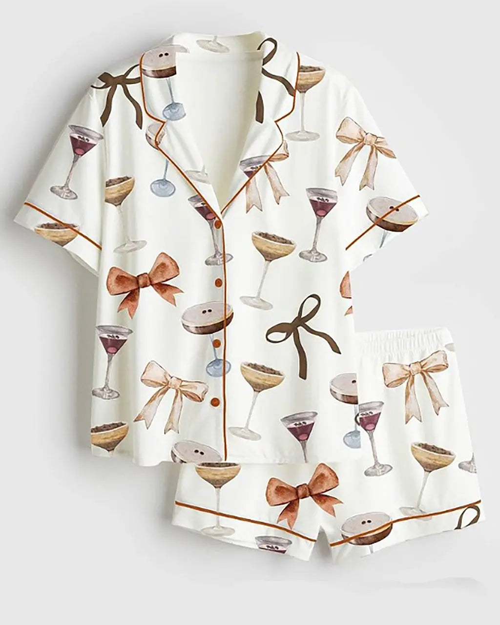 Espresso Martini Coquette Bow Pajama Set OMFORT
